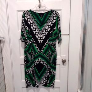 MSK Brand XL Dress in Green, Black & White